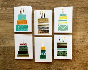 Paper Strip Birthday Cake Cards - Set of 6