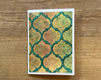 Teal and Gold Quatrefoil Notecard