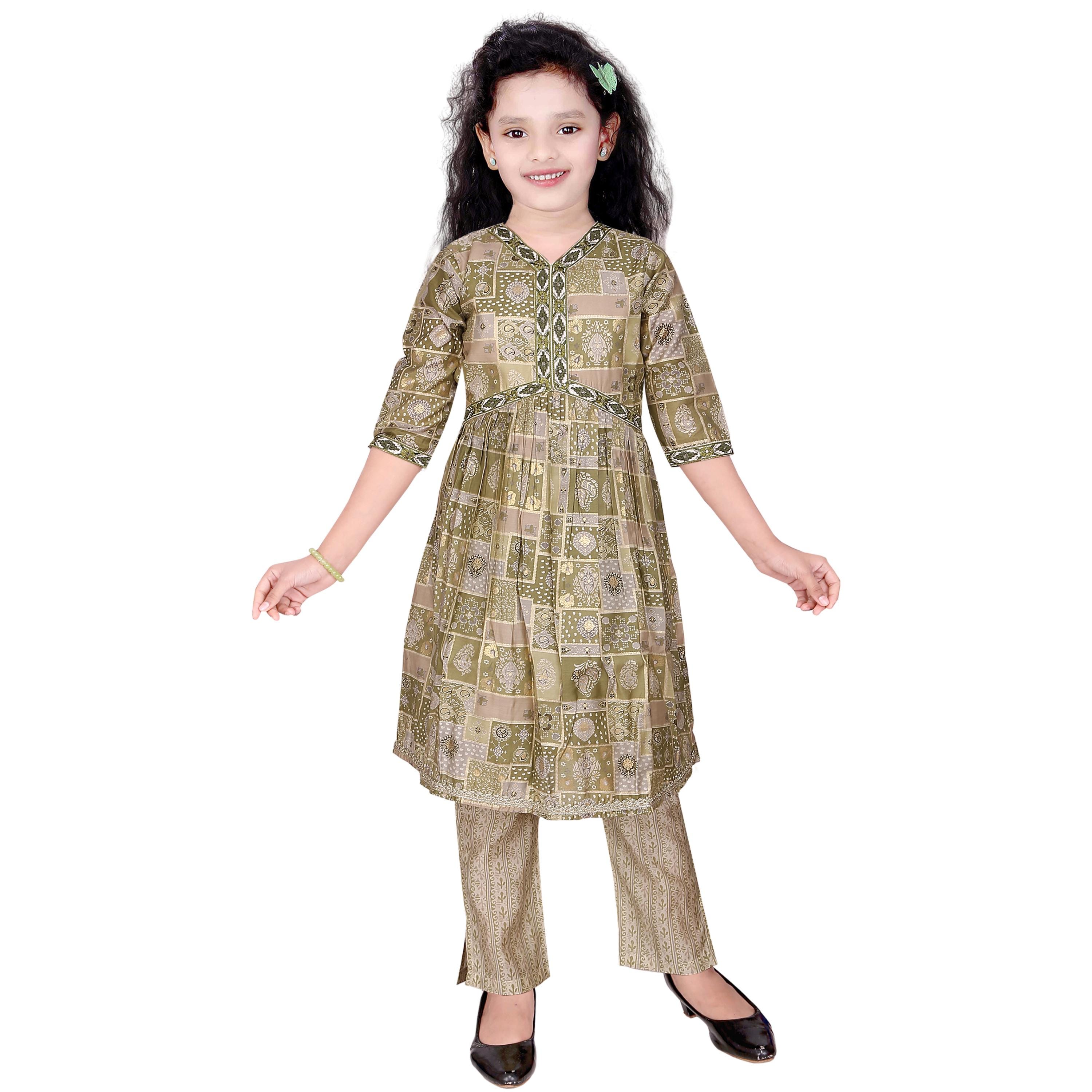 Girls kurta salwar · embroidered green · TT-YG-COMG70
