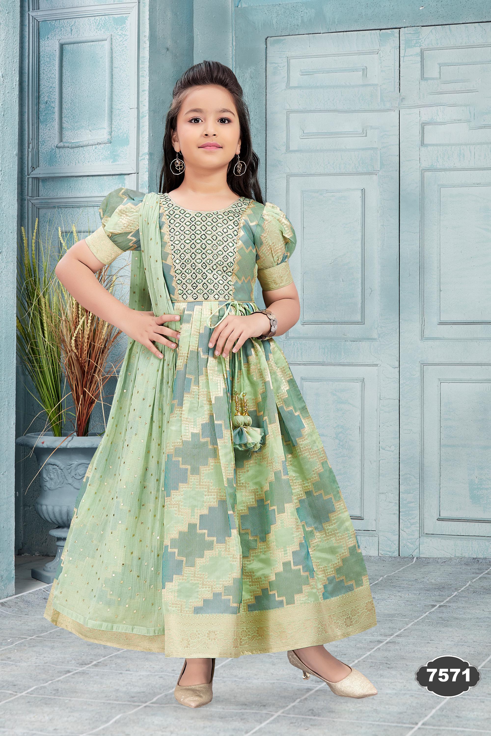 Girls tropical print linen dress · ivory · TT-YG-API88