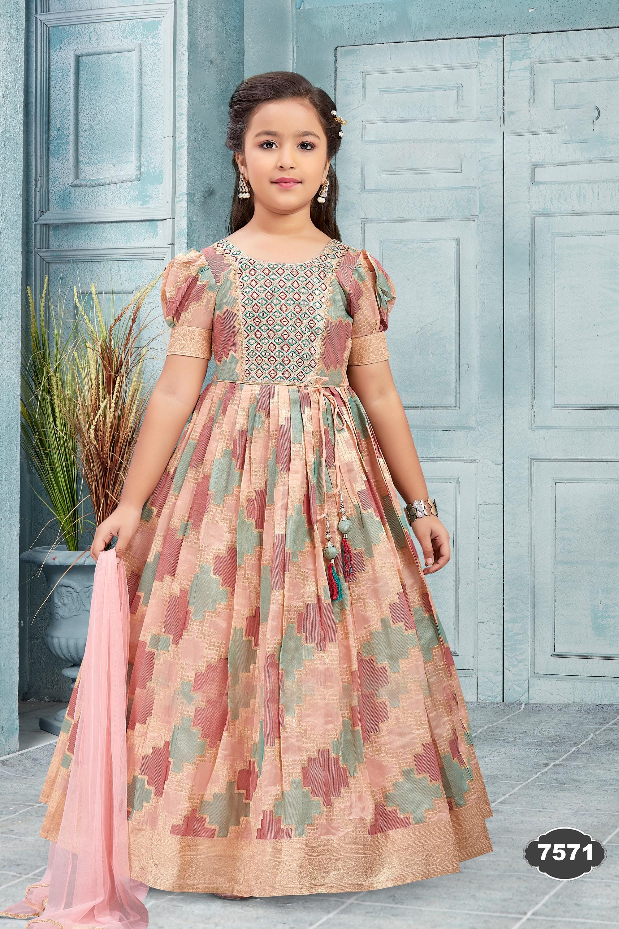Girls tropical print linen dress · print · TT-YG-AP89