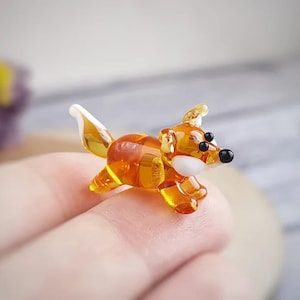 Miniature fox figurine fox decor fox gifts fox ornaments Tiny glass animals Desk decor Glass fox Tiny fox for terrarium Miniature animals