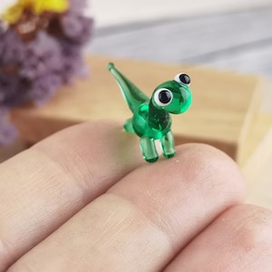 Tiny glass animals Dino figurines Miniature Dino decor Dino gifts Frog ornament Desk decor Glass dino Tiny dino fits Aquarium and Terrarium