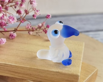 Tiny glass animals Miniature blue booby  figurine blue booby decor Bird gifts Bird ornaments  Desk decor Glass bird Tiny bird GLASS FIGURINE