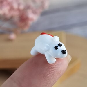 Tiny glass animals Polar bear figurines Miniature bear decor Valentine day gifts bear  ornament Glass figurines Glass bear terrarium figure
