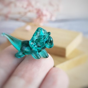 Tiny glass animals Dino figurines Miniature Dino decor Dino gifts Dino ornament Desk decor Glass dino Tiny dinosaur Triceratops figure