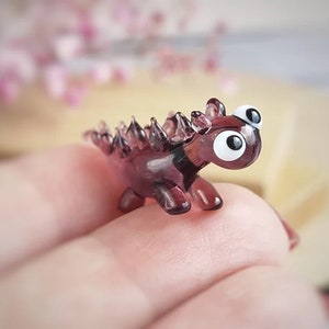 Tiny glass animals Dino figurines Miniature Dino decor Dino gifts Frog ornament Desk decor Glass dino Tiny dino fits Aquarium and Terrarium