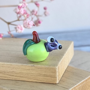 Glass worm gifts Tiny glass animals worm figurines Miniature worm decor Apple ornament Desk Tiny caterpillar fit Aquarium and Terrarium