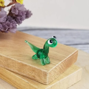 Dino figurines Miniature Dino decor Dino gifts Frog ornament Desk decor Glass dino Tiny dino fits Aquarium and Terrarium Tiny glass animals