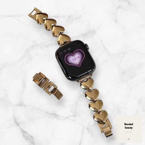 Heart Metal Apple Watch Band - Cute Love Link Bracelet for Apple Watch SE 1-9 Ultra - Stylish Women's Strap for iWatch 38mm - 45mm