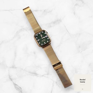 Gold Silver Apple Watch Band, Metal Loop Bracelet for iWatch 45mm 44mm 42mm 41mm 40mm 38mm, Luxury Women’s Strap, Stainless Steel Gift