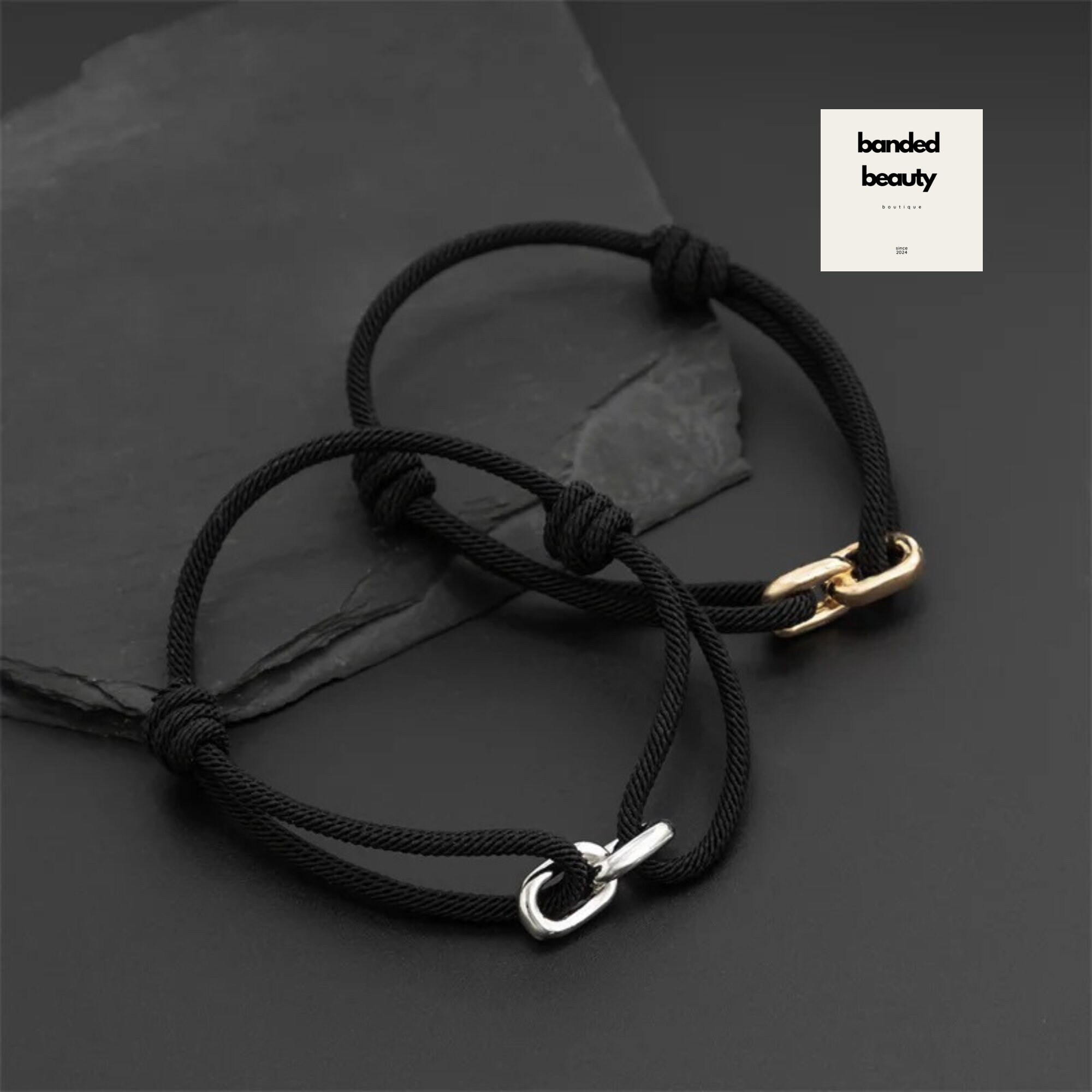 Adjustable Bracelet with Stainless Steel Rings, Waterproof Unisex Jewelry, Perfect Gift For Him or Her, Stylish Wrist Accessory