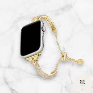 Luxury Diamond Apple Watch Band – Stainless Steel Bling Strap for iWatch Ultra 8 7 6 SE 5 4 3 2 1 – Women’s Elegant Jewelry Bracelet, Gift
