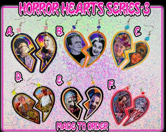 Horror Hearts Dangle Earrings Series 3 Made to Order