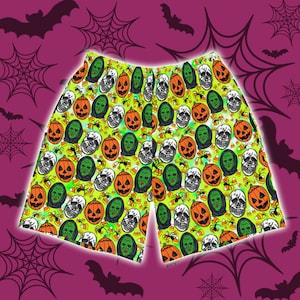 Happy Halloween herrlångshorts med sportmönster