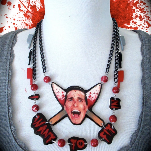 American Psycho I Want To Fit In Patrick Bateman Decorated Necklace
