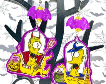 Devil Kang and Witch Kodos Dangle Earrings MADE TO ORDER