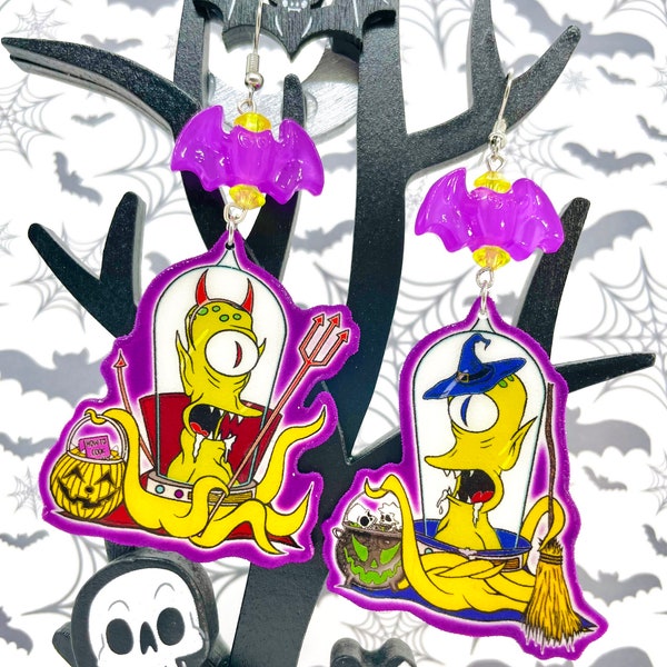 Devil Kang and Witch Kodos Dangle Earrings MADE TO ORDER