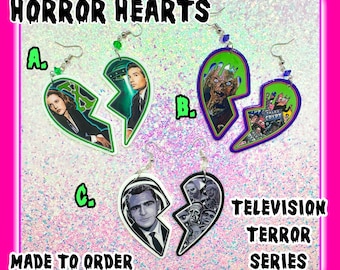 Horror Hearts Dangle Earrings TV Series Made to Order