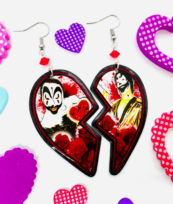 Tunnel of Love Horror Hearts Dangle Earrings ICP - Etsy