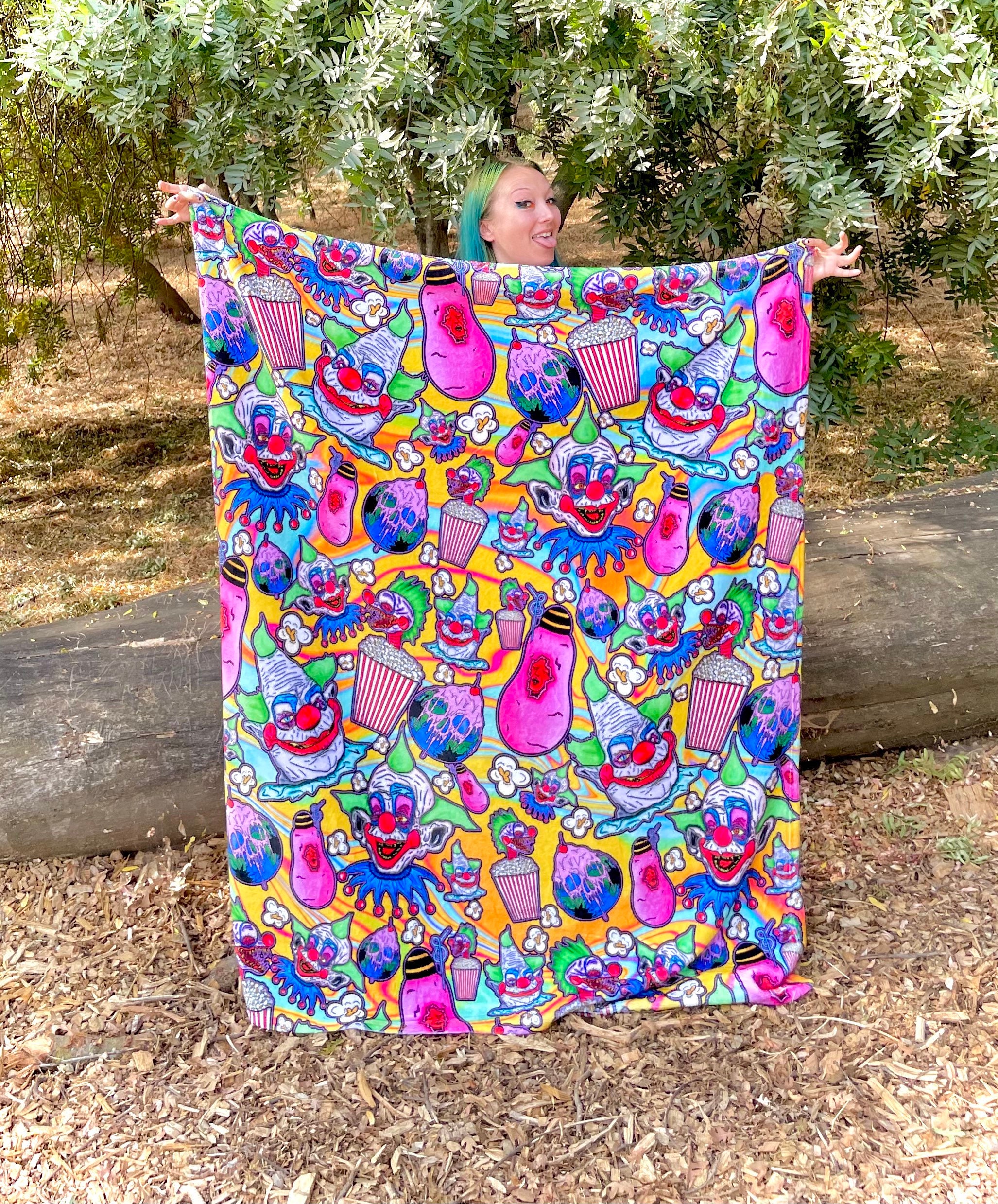 Outer Space Klowns Throw Blanket