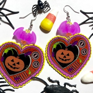 Horrorthon Hearts Halloween 3 Dangle Earrings Made to Order