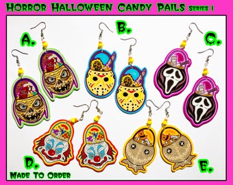 Horror Halloween Candy Pail Dangle Earrings Series 1 MADE TO ORDER