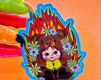 Midsommar Teddy-kewpie-bear Glossy Vinyl Sticker