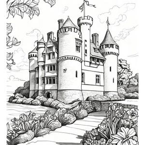 25 Printable Castle Coloring Pages | Fantasy Fairy Tale Castles for Kids & Adults | PDF Coloring Book Download | Relaxing Art Sheets