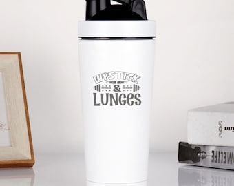 Botella mezcladora de proteínas de pintalabios y estocadas para mujeres y mamás musculosas, Regalos de entrenamiento divertidos personalizados para ratas de gimnasio, Taza mezcladora de proteínas para mujeres