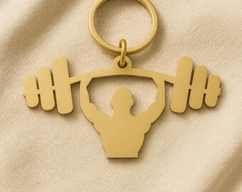 Muscle Barbell-sleutelhanger – fitnesscadeau voor sportliefhebbers, roestvrijstalen sleutelhangers voor Gym Bros