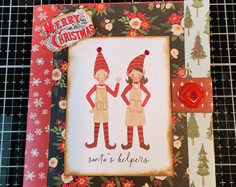 Christmas Folio with elves, tags, pockets - Lots of fun and can be used as a Christmas card