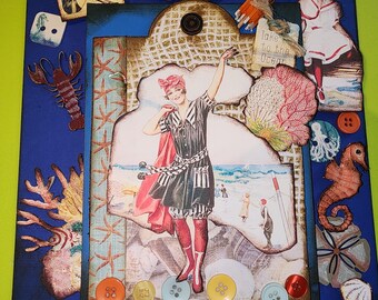 Beach scenes 3D Handmade one of a kind 8&quot; X 10&quot; - ready to frame.