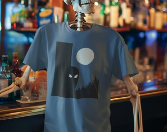 Ghostly Eyes T-Shirt: Minimalist Spooky Forest Design