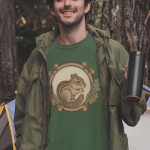 Cute Chipmunk Shirt, Vintage Woodland Animal Tee, Cottagecore Naturecore Badge, Forest Creature Graphic Tee, Nature Lover Gift image 1
