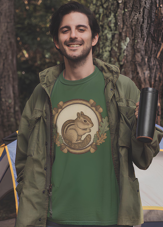 Tiny Chipmunk Badge | Woodland Animal Tee | Retro Nature Shirt
