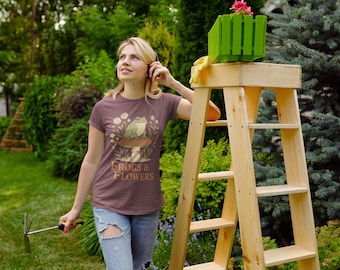 Cottagecore Frog & Mushroom T-Shirt: Whimsical Floral Design