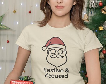 Minimalist Santa in Glasses Shirt: Festive Christmas Tee