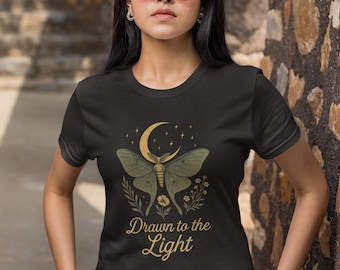 Luna Moth T Shirt: Vintage Moon Phase Tee - Naturecore Gift