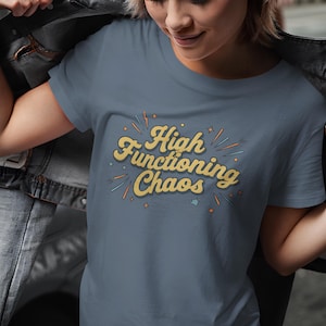 High Functioning Chaos Shirt, Self Aware Humor Tee, Retro Burnout Recovery Top
