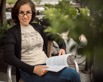 Well-Read Woman Shirt: Vintage Floral Book Lover Tee