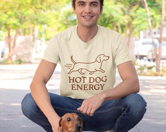 Hot Dog Energy Shirt: Dachshund Line Art Tee - Wiener Dog Mom Gift
