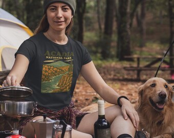 Acadia National Park T-Shirt: Retro Maine Coastal Graphic Tee