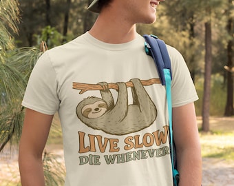 Funny Sloth Shirt | Live Slow Graphic Tee, Cottagecore Top