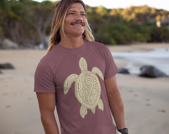 Polynesian Turtle Tattoo T-Shirt: Ta Moko Tribal Art, Heather Maroon