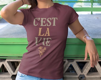 C’est La Vie Shirt, French Phrase Graphic Tee, Minimal Retro Typography T-Shirt