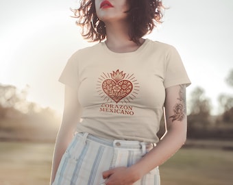 Corazón Mexicano Shirt, Sacred Heart Tee, Mexican Heritage, Latina Pride