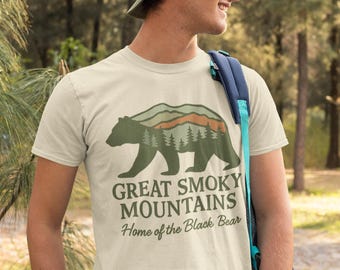 Smoky Mountains Tee: Black Bear Shirt, National Park Gift