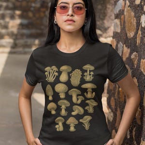 Vintage Mushroom Cluster T-Shirt | Hand-Drawn Fungi Illustration Tee for Nature Lovers | Foragers and Cottagecore Fans