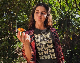 Camiseta vintage de mariposa: camiseta con ilustración de entomología, regalo para amantes de los insectos